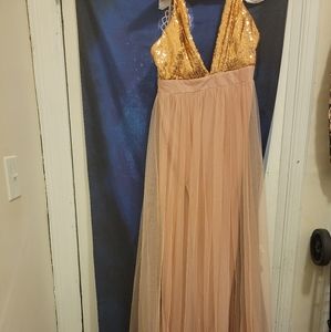 Rose gold blush dress L